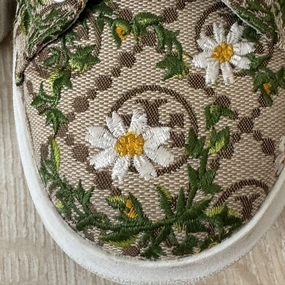 Tory Burch Women's T Monogram Howell Floral-embroidered Sneakers Size 7